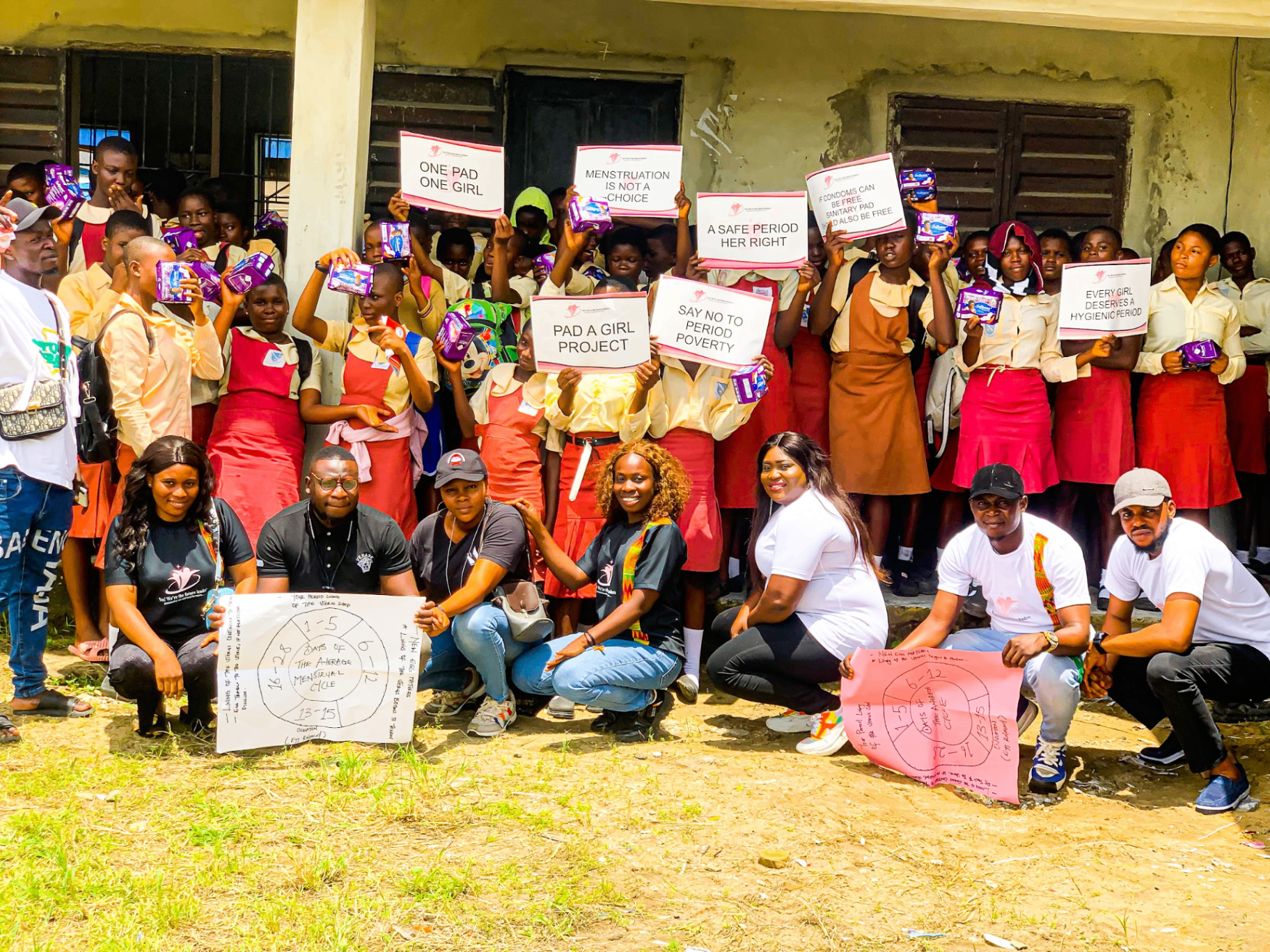 YVEI team and participants during a Pad a Girl Child Campaign activity